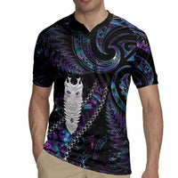 New Zealand Aotearoa Rugby Jersey Maori Tane Te Waiora Paua Shell Glitter Purple