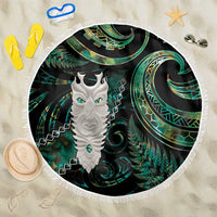 New Zealand Aotearoa Beach Blanket Maori Tane Te Waiora Paua Shell Glitter Green LT05 One Size 150cm Green - Polynesian Pride