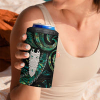 New Zealand Aotearoa 4 in 1 Can Cooler Tumbler Maori Tane Te Waiora Paua Shell Glitter Green