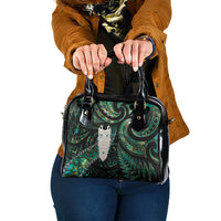New Zealand Aotearoa Shoulder Handbag Maori Tane Te Waiora Paua Shell Glitter Green LT05 One Size Green - Polynesian Pride