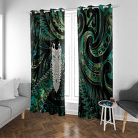 New Zealand Aotearoa Window Curtain Maori Tane Te Waiora Paua Shell Glitter Green LT05 With Grommets Green - Polynesian Pride