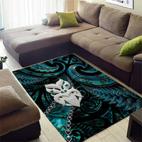 New Zealand Aotearoa Area Rug Maori Wheku Paua Shell Glitter Turquoise