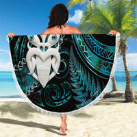 New Zealand Aotearoa Beach Blanket Maori Wheku Paua Shell Glitter Turquoise LT05 - Polynesian Pride