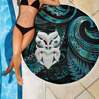 New Zealand Aotearoa Beach Blanket Maori Wheku Paua Shell Glitter Turquoise LT05 - Polynesian Pride