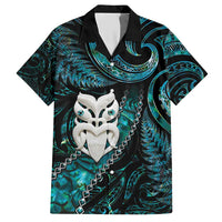 New Zealand Aotearoa Hawaiian Shirt Maori Wheku Paua Shell Glitter Turquoise LT05 Turquoise - Polynesian Pride