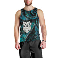 New Zealand Aotearoa Men Tank Top Maori Wheku Paua Shell Glitter Turquoise LT05 - Polynesian Pride