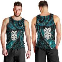 New Zealand Aotearoa Men Tank Top Maori Wheku Paua Shell Glitter Turquoise LT05 - Polynesian Pride