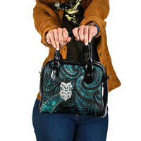 New Zealand Aotearoa Shoulder Handbag Maori Wheku Paua Shell Glitter Turquoise LT05 One Size Turquoise - Polynesian Pride