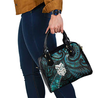 New Zealand Aotearoa Shoulder Handbag Maori Wheku Paua Shell Glitter Turquoise LT05 - Polynesian Pride