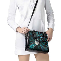 New Zealand Aotearoa Shoulder Handbag Maori Wheku Paua Shell Glitter Turquoise LT05 - Polynesian Pride