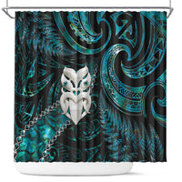 New Zealand Aotearoa Shower Curtain Maori Wheku Paua Shell Glitter Turquoise LT05 Turquoise - Polynesian Pride