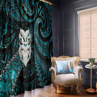 New Zealand Aotearoa Window Curtain Maori Wheku Paua Shell Glitter Turquoise LT05 - Polynesian Pride