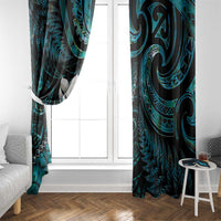 New Zealand Aotearoa Window Curtain Maori Wheku Paua Shell Glitter Turquoise LT05 - Polynesian Pride