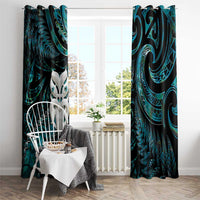 New Zealand Aotearoa Window Curtain Maori Wheku Paua Shell Glitter Turquoise LT05 - Polynesian Pride