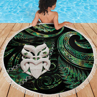 New Zealand Aotearoa Beach Blanket Maori Wheku Paua Shell Glitter Green LT05 - Polynesian Pride