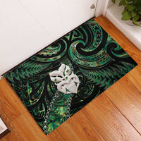 New Zealand Aotearoa Rubber Doormat Maori Wheku Paua Shell Glitter Green LT05 - Polynesian Pride