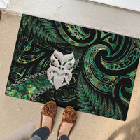 New Zealand Aotearoa Rubber Doormat Maori Wheku Paua Shell Glitter Green LT05 - Polynesian Pride
