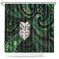 New Zealand Aotearoa Shower Curtain Maori Wheku Paua Shell Glitter Green LT05 Green - Polynesian Pride