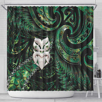 New Zealand Aotearoa Shower Curtain Maori Wheku Paua Shell Glitter Green LT05 - Polynesian Pride