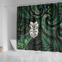 New Zealand Aotearoa Shower Curtain Maori Wheku Paua Shell Glitter Green LT05 - Polynesian Pride
