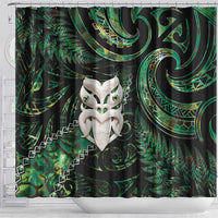 New Zealand Aotearoa Shower Curtain Maori Wheku Paua Shell Glitter Green LT05 - Polynesian Pride