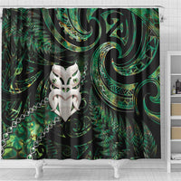 New Zealand Aotearoa Shower Curtain Maori Wheku Paua Shell Glitter Green LT05 - Polynesian Pride