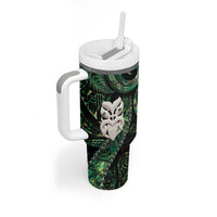 New Zealand Aotearoa Tumbler With Handle Maori Wheku Paua Shell Glitter Green LT05 - Polynesian Pride