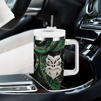 New Zealand Aotearoa Tumbler With Handle Maori Wheku Paua Shell Glitter Green LT05 - Polynesian Pride