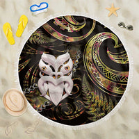 New Zealand Aotearoa Beach Blanket Maori Wheku Paua Shell Glitter Gold LT05 One Size 150cm Gold - Polynesian Pride