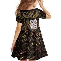 New Zealand Aotearoa Family Matching Mermaid Dress and Hawaiian Shirt Maori Wheku Paua Shell Glitter Gold LT05 - Polynesian Pride