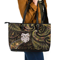 New Zealand Aotearoa Leather Tote Bag Maori Wheku Paua Shell Glitter Gold LT05 - Polynesian Pride