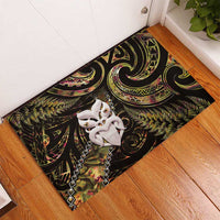 New Zealand Aotearoa Rubber Doormat Maori Wheku Paua Shell Glitter Gold LT05 - Polynesian Pride