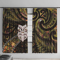 New Zealand Aotearoa Window Curtain Maori Wheku Paua Shell Glitter Gold LT05 With Hooks Gold - Polynesian Pride