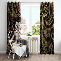 New Zealand Aotearoa Window Curtain Maori Wheku Paua Shell Glitter Gold LT05 - Polynesian Pride