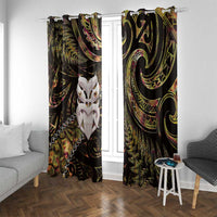 New Zealand Aotearoa Window Curtain Maori Wheku Paua Shell Glitter Gold LT05 With Grommets Gold - Polynesian Pride