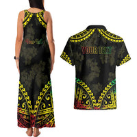 Aloha Tropical Palm Trees Couples Matching Tank Maxi Dress and Hawaiian Shirt Reggae Polynesian Pattern LT05 - Polynesian Pride