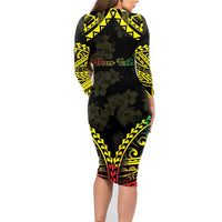 Aloha Tropical Palm Trees Family Matching Long Sleeve Bodycon Dress and Hawaiian Shirt Reggae Polynesian Pattern LT05 - Polynesian Pride