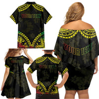 Aloha Tropical Palm Trees Family Matching Off Shoulder Short Dress and Hawaiian Shirt Reggae Polynesian Pattern LT05 - Polynesian Pride