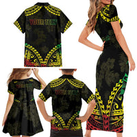 Aloha Tropical Palm Trees Family Matching Short Sleeve Bodycon Dress and Hawaiian Shirt Reggae Polynesian Pattern LT05 - Polynesian Pride