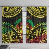 Aloha Tropical Palm Trees Window Curtain Reggae Polynesian Pattern LT05 With Hooks Black - Polynesian Pride