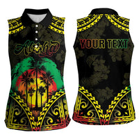 Aloha Tropical Palm Trees Women Sleeveless Polo Shirt Reggae Polynesian Pattern