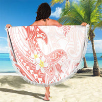 Polynesia Hammerhead Shark Beach Blanket Tropical Flowers Tribal Pattern Peach LT05 - Polynesian Pride