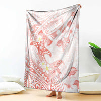 Polynesia Hammerhead Shark Blanket Tropical Flowers Tribal Pattern Peach LT05 - Polynesian Pride