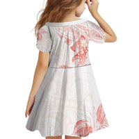 Polynesia Hammerhead Shark Family Matching Tank Maxi Dress and Hawaiian Shirt Tropical Flowers Tribal Pattern Peach LT05 - Polynesian Pride