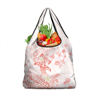 Polynesia Hammerhead Shark Grocery Bag Tropical Flowers Tribal Pattern Peach LT05 1-pack One Size Peach - Polynesian Pride