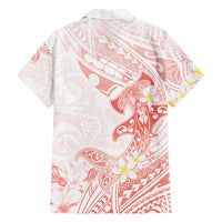 Polynesia Hammerhead Shark Hawaiian Shirt Tropical Flowers Tribal Pattern Peach LT05 - Polynesian Pride