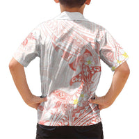 Polynesia Hammerhead Shark Hawaiian Shirt Tropical Flowers Tribal Pattern Peach LT05 - Polynesian Pride