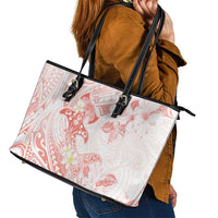 Polynesia Hammerhead Shark Leather Tote Bag Tropical Flowers Tribal Pattern Peach LT05 - Polynesian Pride