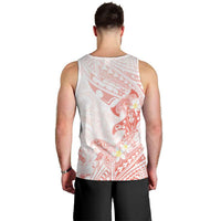 Polynesia Hammerhead Shark Men Tank Top Tropical Flowers Tribal Pattern Peach LT05 - Polynesian Pride