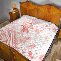 Polynesia Hammerhead Shark Quilt Tropical Flowers Tribal Pattern Peach